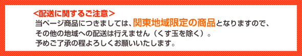 ＜配送に関するご注意＞ 当ページ商品につきましては、関東地域限定の商品となりますので、その他の地域への配送は行えません。予めご了承の程よろしくお願いいたします。